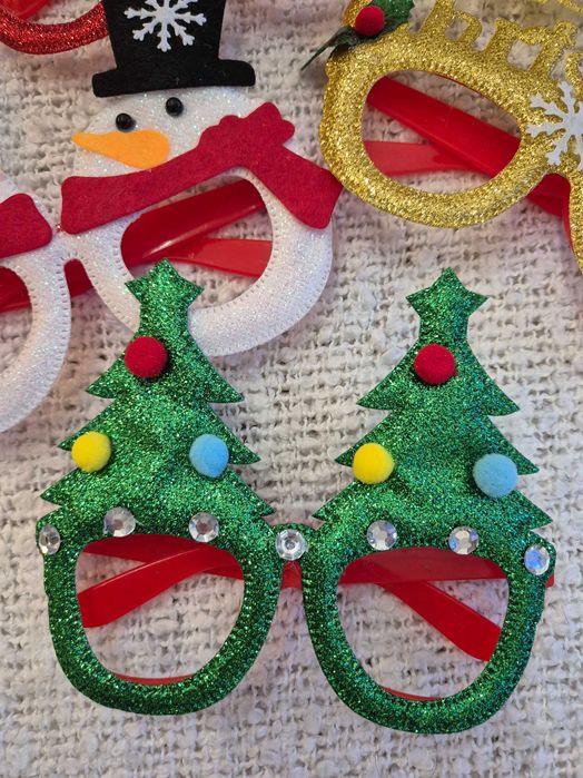 Okulary Świąteczne Różne Wzory 4 sztuki Boże Narodzenie Impreza