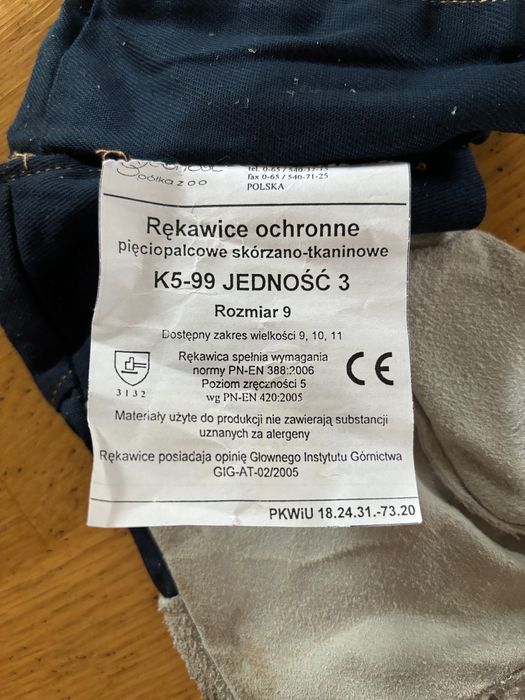 NOWE Rękawice ochronne skórzane rozmiar 9’’