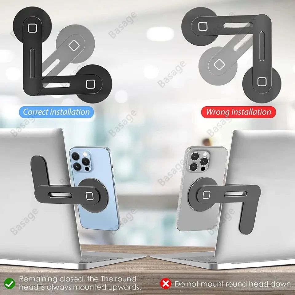Suporte magnético iPhone 14, 13, 12 e Samsung no monitor PRETO