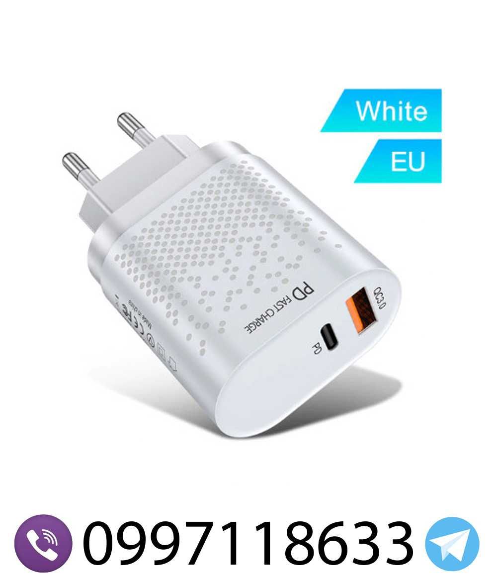 Мережевий адаптер USB Type C белый Fast Charge 18w
