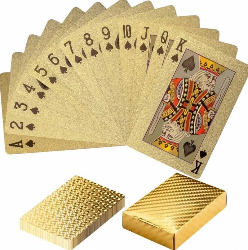 Złote karty do gry w pokera zestaw do gry talia 54 karty