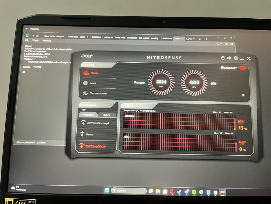 Laptop ACER Nitro 5 rtx 3050ti ryzen 5  17.3" IPS 144Hz