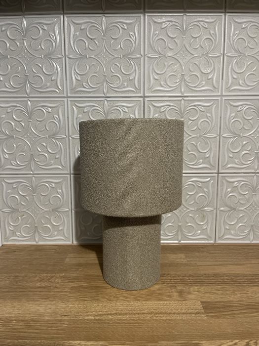 Piękna nocna lampka boucle boho rustykalny ikea styl szara nowa