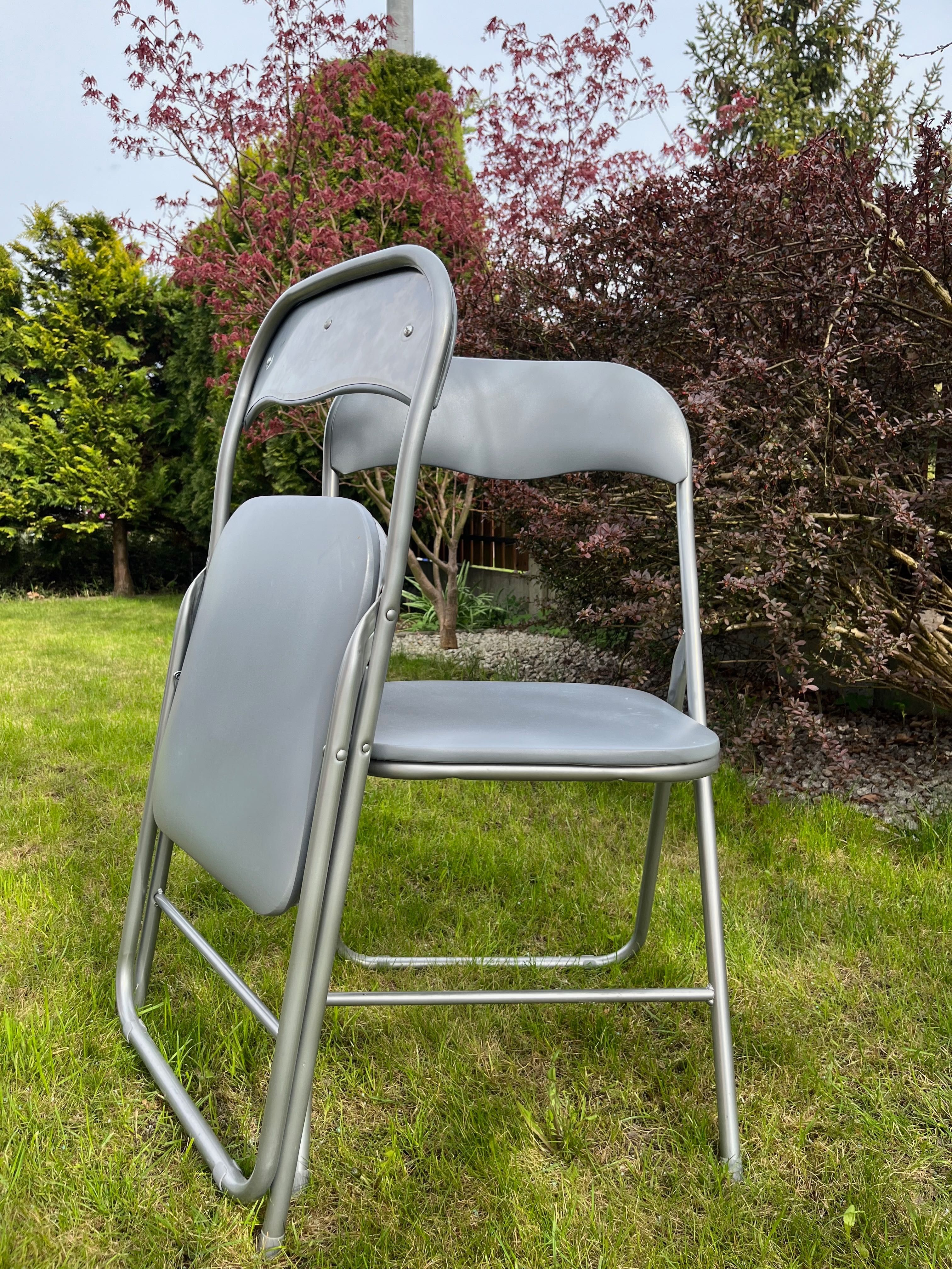 Krzesła cateringowe ogrodowe 6 sztuk szare składane