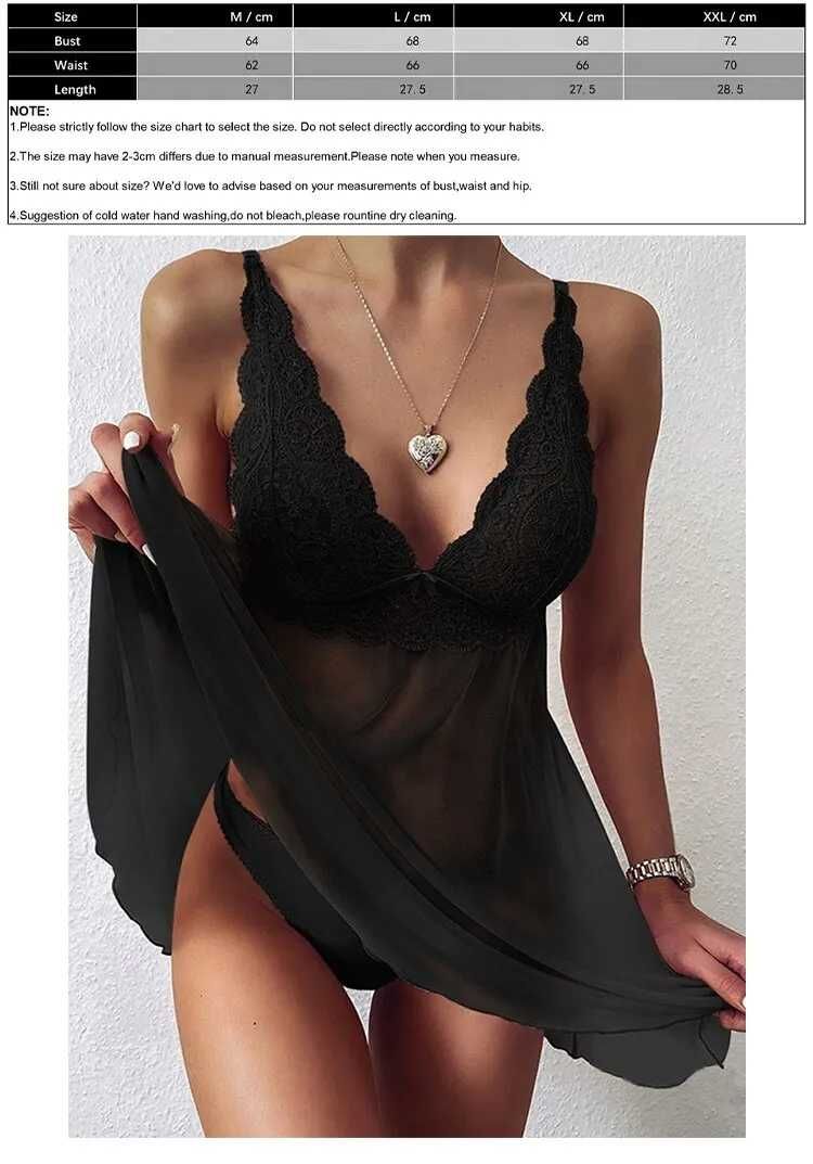 seksowna koszula nocna kolor czarny rozmiar L