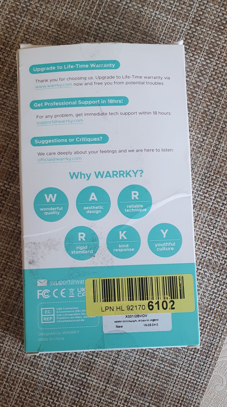 Port 4K DisplayPort na kabel HDMI, WARRKY 2m