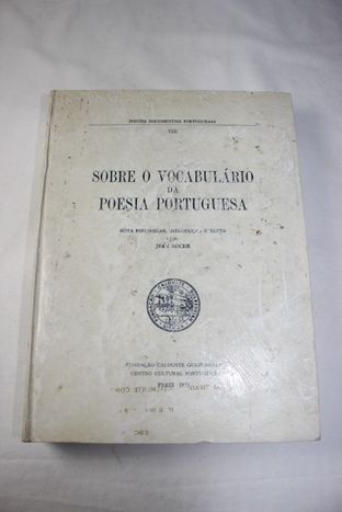 Livro-Sobre o Vocabulário Poesia Portuguesa-1975-Fundação C Gulbenkian