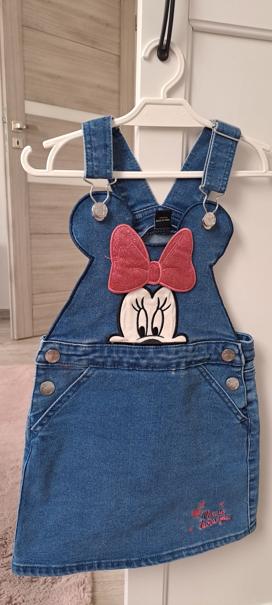 Sukienka na szelkach jeans Disney 98-104