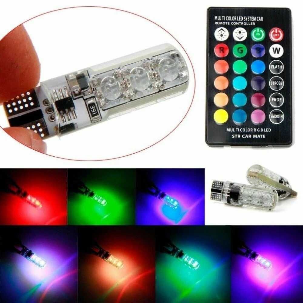 1 КОМПЛЕКТ T10 w5w RGB світлодіодна лампа 12SMD 5050 canbus