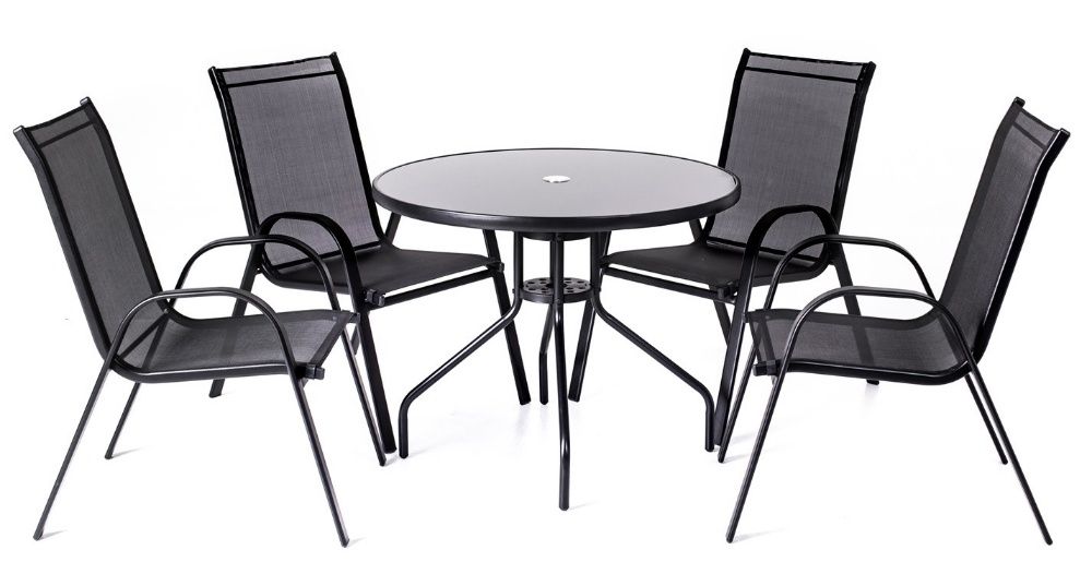 Zestaw mebli tarasowych stół szklany + 4 krzesła