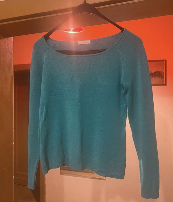 Turkusowy cienki sweter 36 S