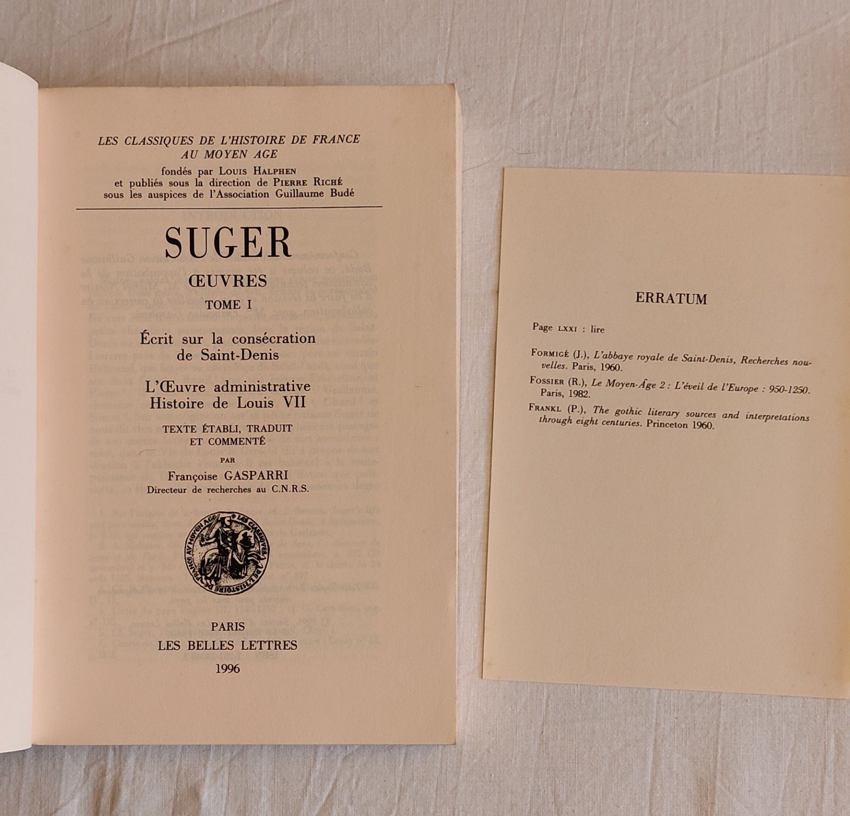 Les Belles Lettres - Suger, Hésiode, Plutarque,