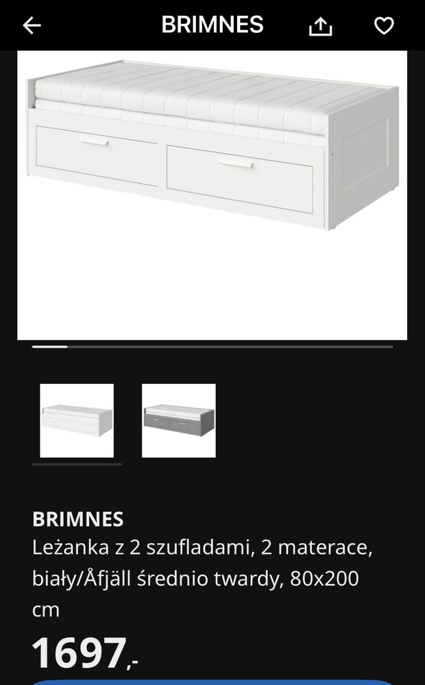 Łóźko podwójne leżanka  Ikea Brimnes