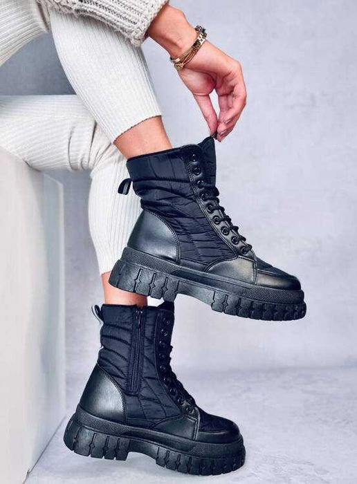 Botki sznurowane płaskie BARKIN NEGRO rozmiar 40