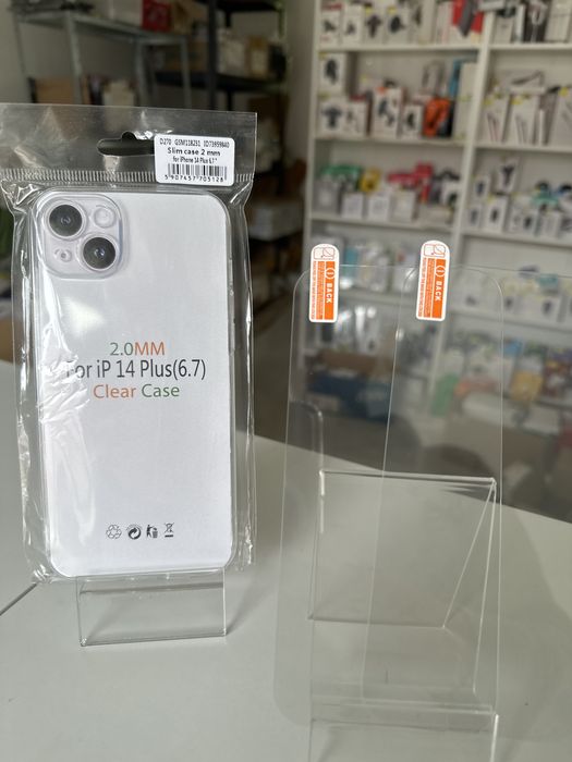 Etui przeźroczyste 2mm + 2x szkło hartowane 9H IPHONE 14 PLUS