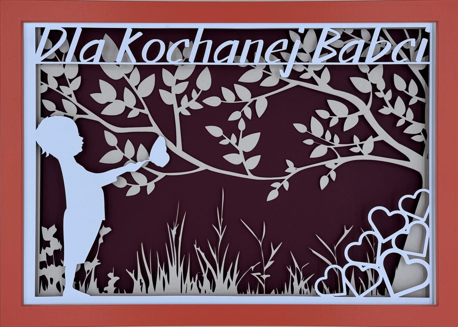 Ramka 3D shadow box Dla Kochanej Babci Dziecko 32x23
