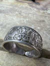 Stary duży piękny pierścionek Rytosztuka srebro 5.7g