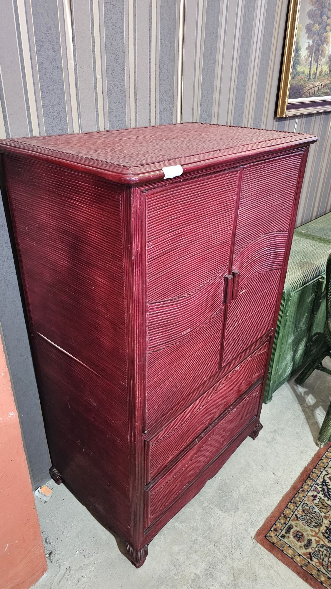 Rattanowa komoda barek szafka bordo #505 Antyki Stylowy Węgrów