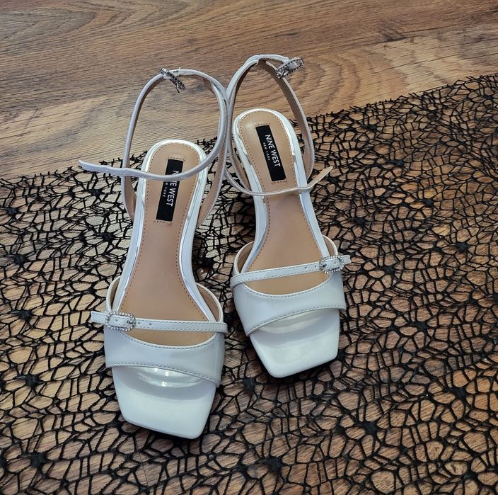 Nowe buty ślubne 36 białe sandałki obas szpilki Nine West paski niskie