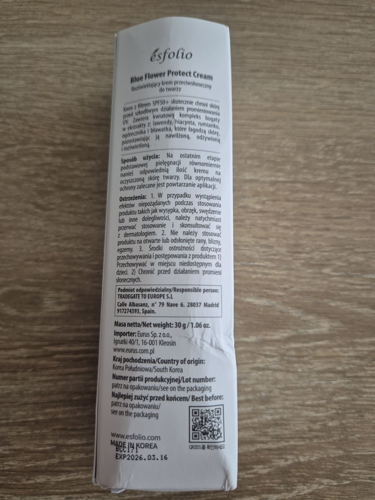 Krem esfolio przeciwsłoneczne Spf50+/Pa+++ na dzień 30 ml nowy