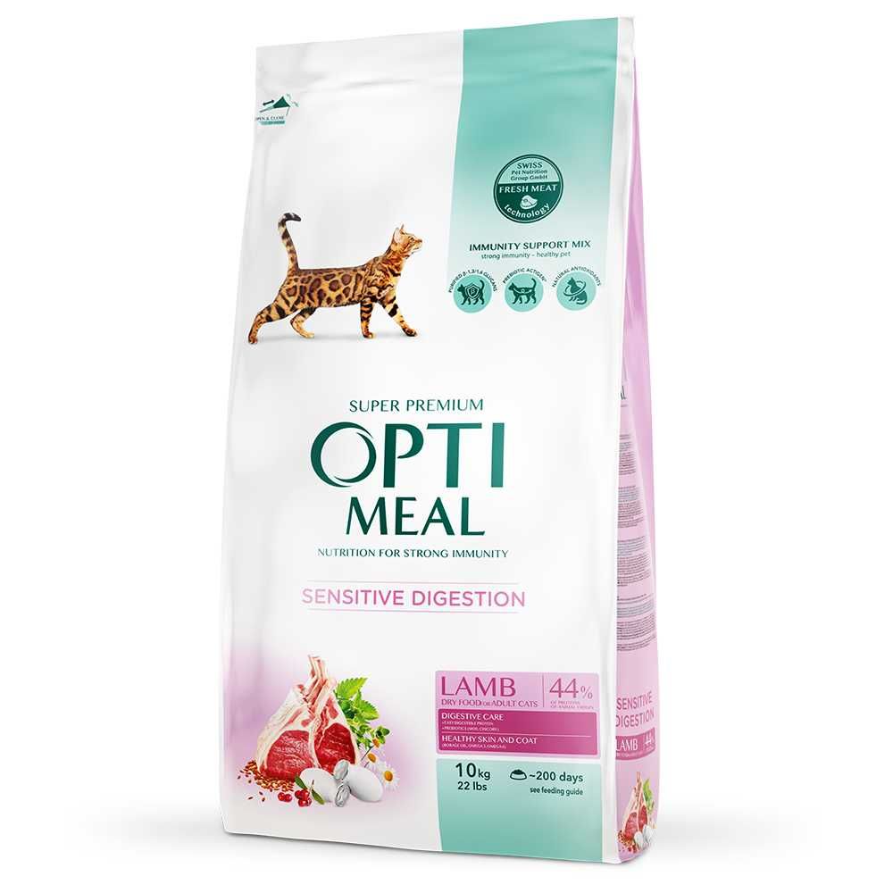 Корм для котов OptiMeal Оптимил Lamb Sensitive с ягненком 10 кг