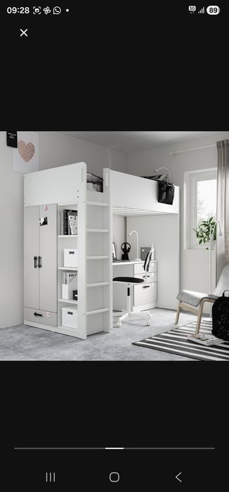 Łóżko na antresoli IKEA Smastad