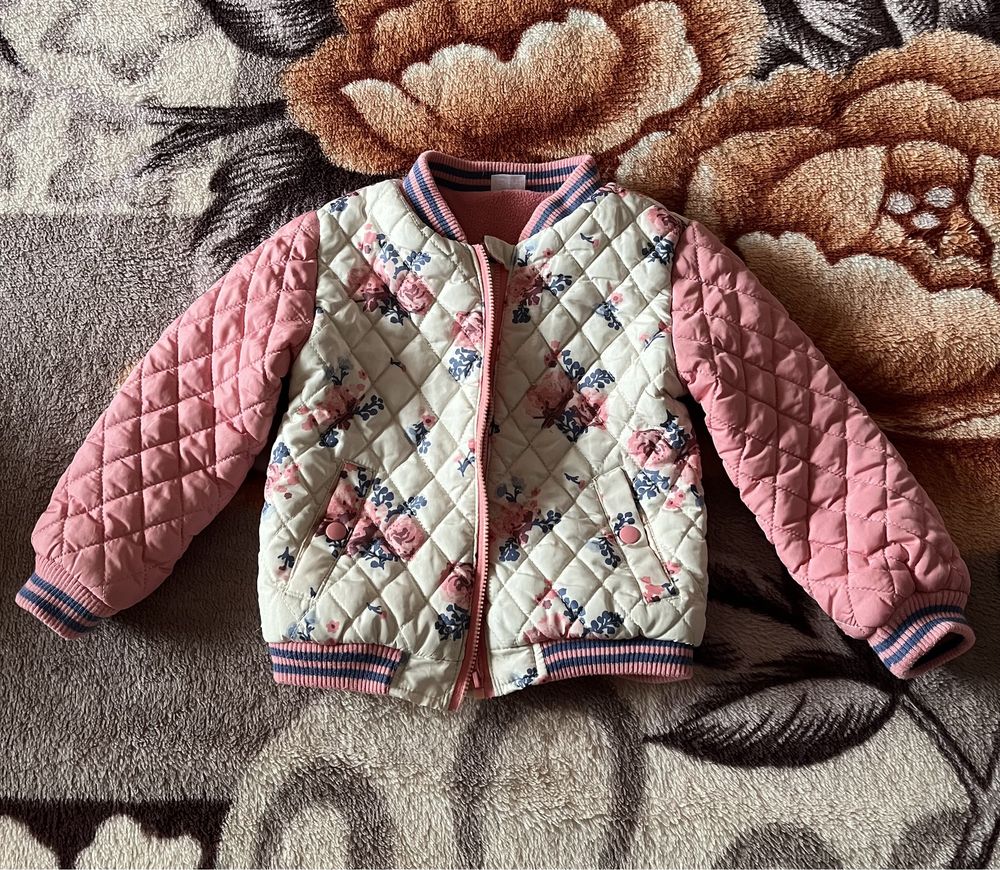 Осіння курточка F&F на флісі молочно-рожева на дівчинку 18-24 місяці