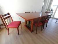 Mesa e 6 cadeiras Cerejeira Extensível