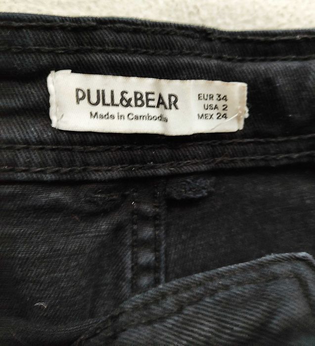 spodnie jeasnowe wysoki stan szeroka nogawka ciemnoszare r. 34/36