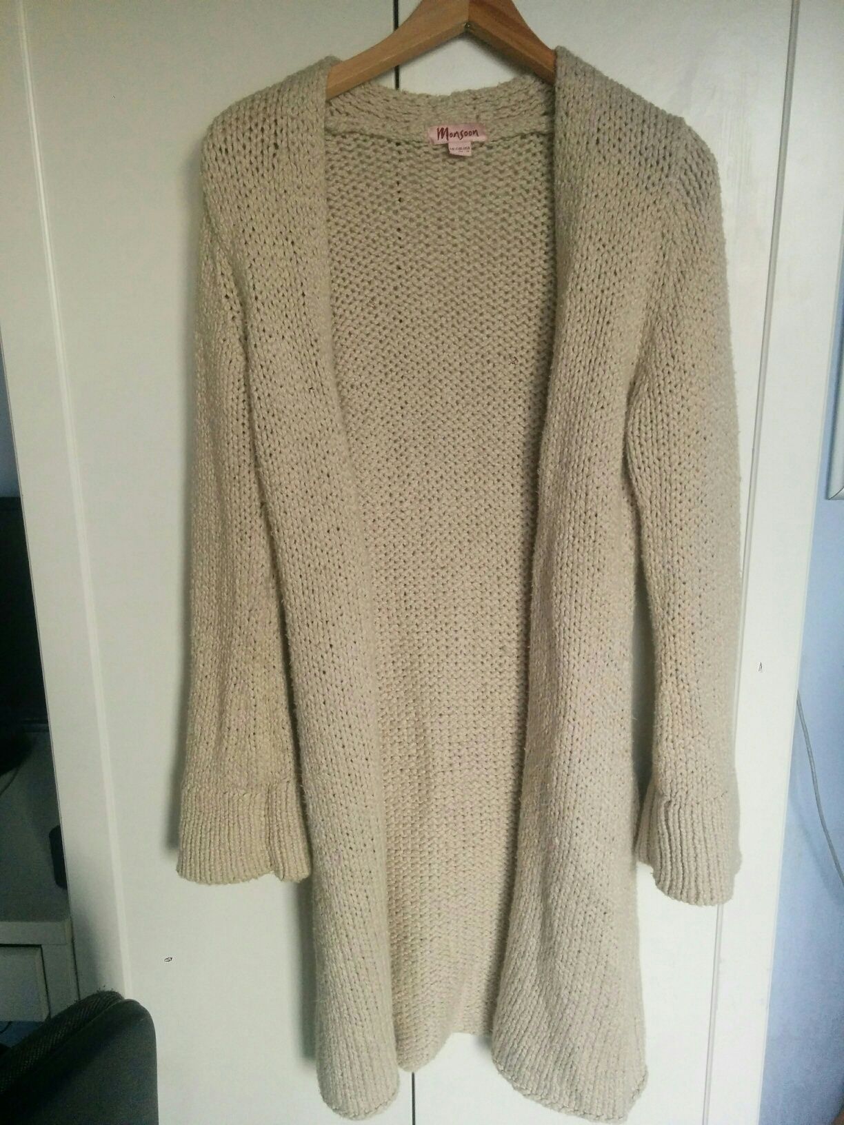 Sweter beżowy M / 38 bardzo długi bawełna