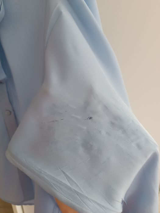 Piękna, błękitna koszula damska z wiązaniem baby blue - rozmiar M/L
