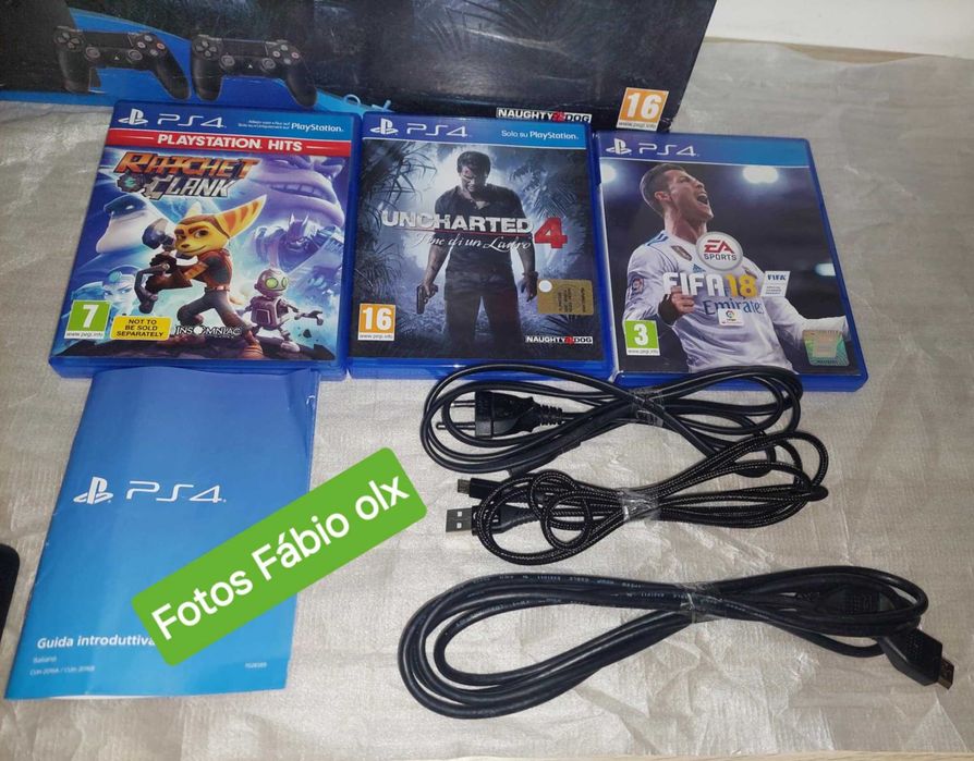Ps4 Slim de 1 TB C/Caixa + 1 Comando Original + 3 Jogos Incluindo