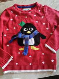 Sweterek świąteczny z pingwinem rozm 122