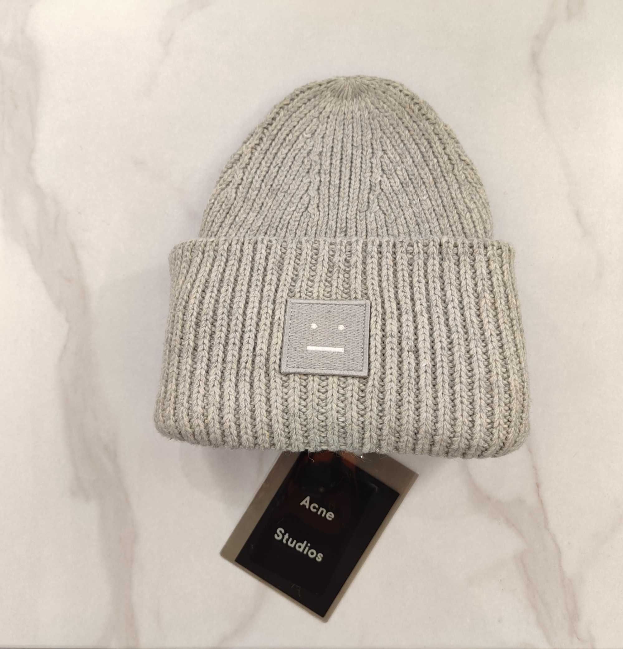 Шапка Acne Studios Rib knit beanie hat melange