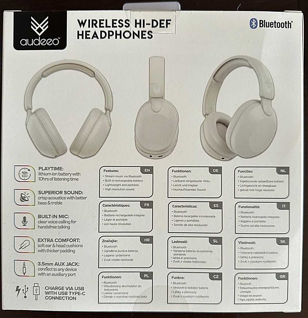 Słuchawki bezprzewodowe Bluetooth 10 h grania AUDEEO HI DEF Taniej!