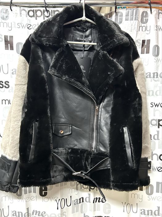 Куртка эко мех, косуха, комбинированная куртка из эко меха..