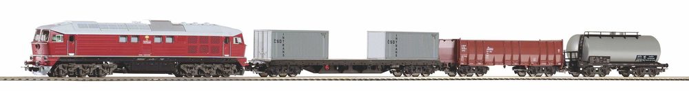PIKO H0 97935 - Zestaw startowy BR 130 CSD + 3 wagony towarowe