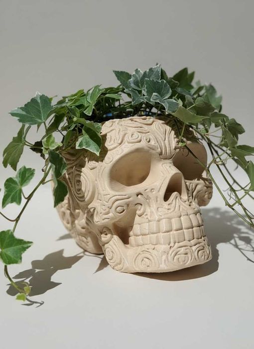 Dekoracyjna doniczka czaszka - Sugar Skull - wydruk 3D