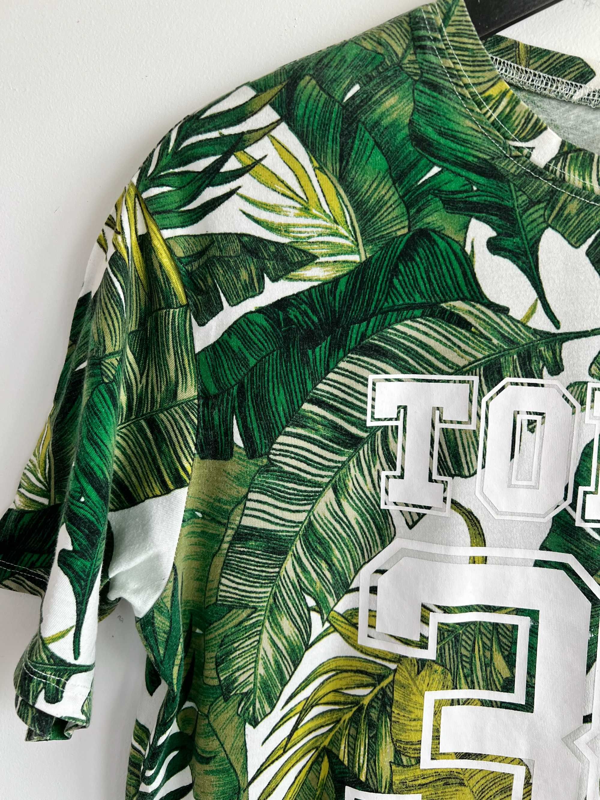 H&M długi t-shirt tunika sukienka damska Tokyo palmy liście bawełna S