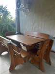 Drewniany zestaw mebli tarasowych, Z drewna litowego sosna