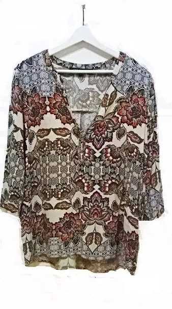 TOP SECRET biała kremowa koszula bluzka we wzory w kwiaty boho folk