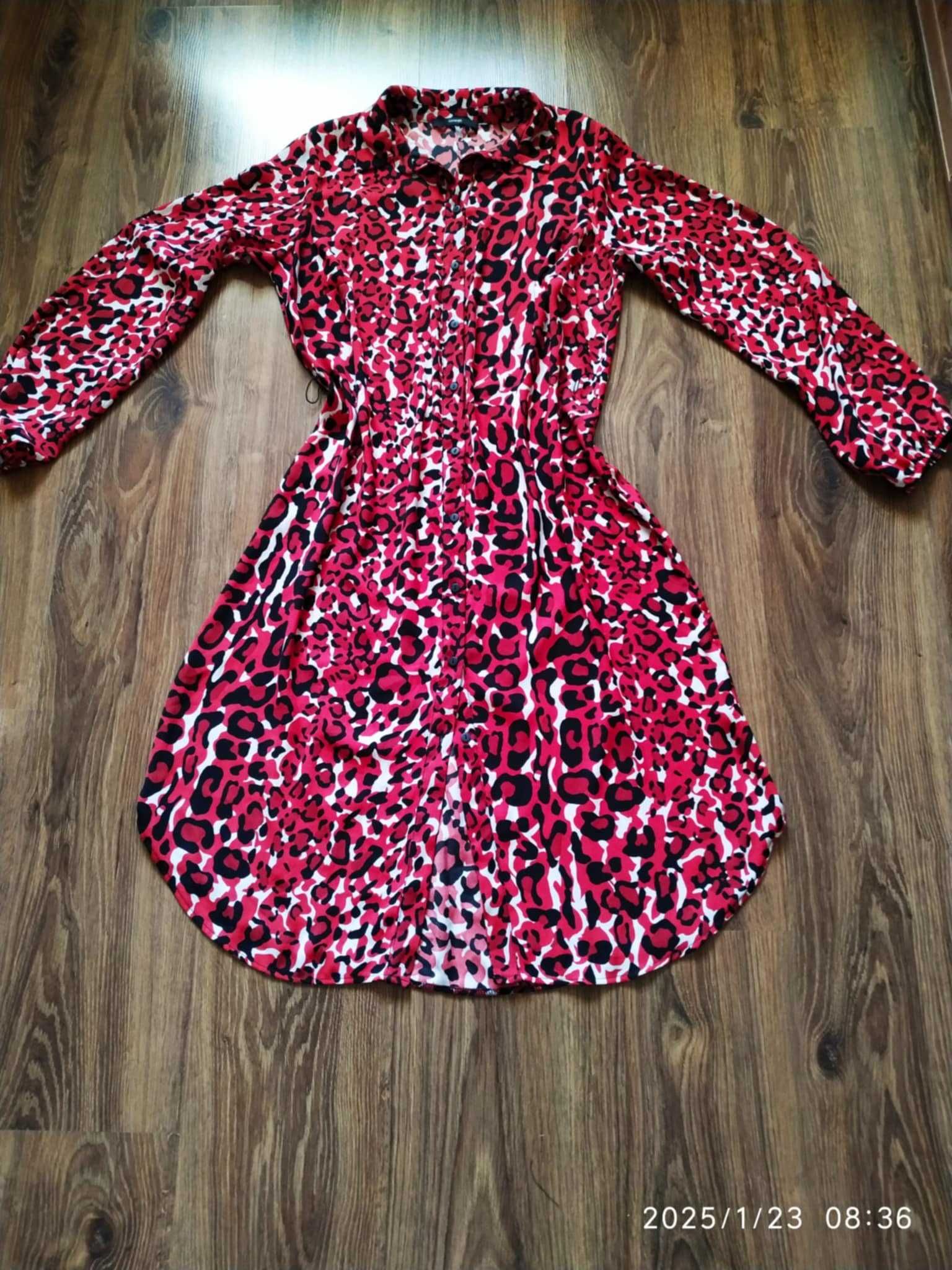 Sukienka koszulowa czerwona panterka George 14 42 XL