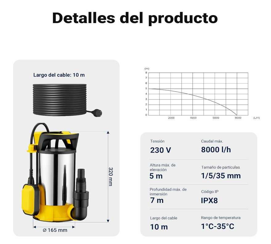 Bomba de água de aspiração plana 3 em 1 Willtec fabricada na Alemanha