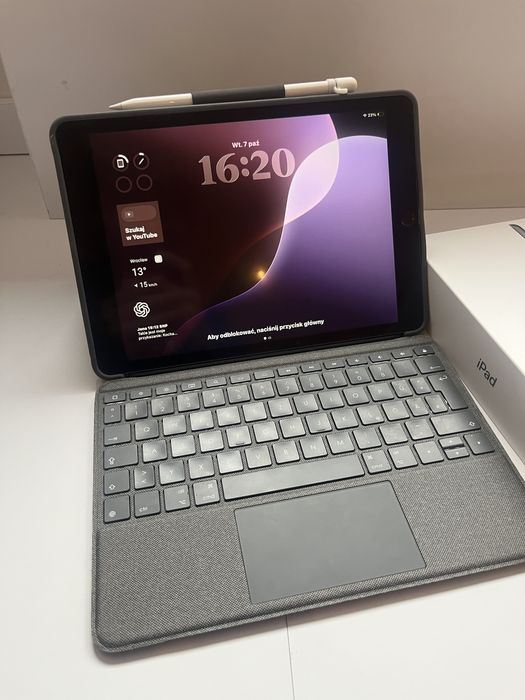 iPad 9 64GB Pencil Logitech klawiatura szkło matowe akcesoria zestaw