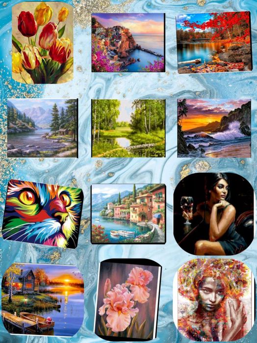 Розпродаж картини по номерах на холсті 40 на 50 см та 20 на 30 см