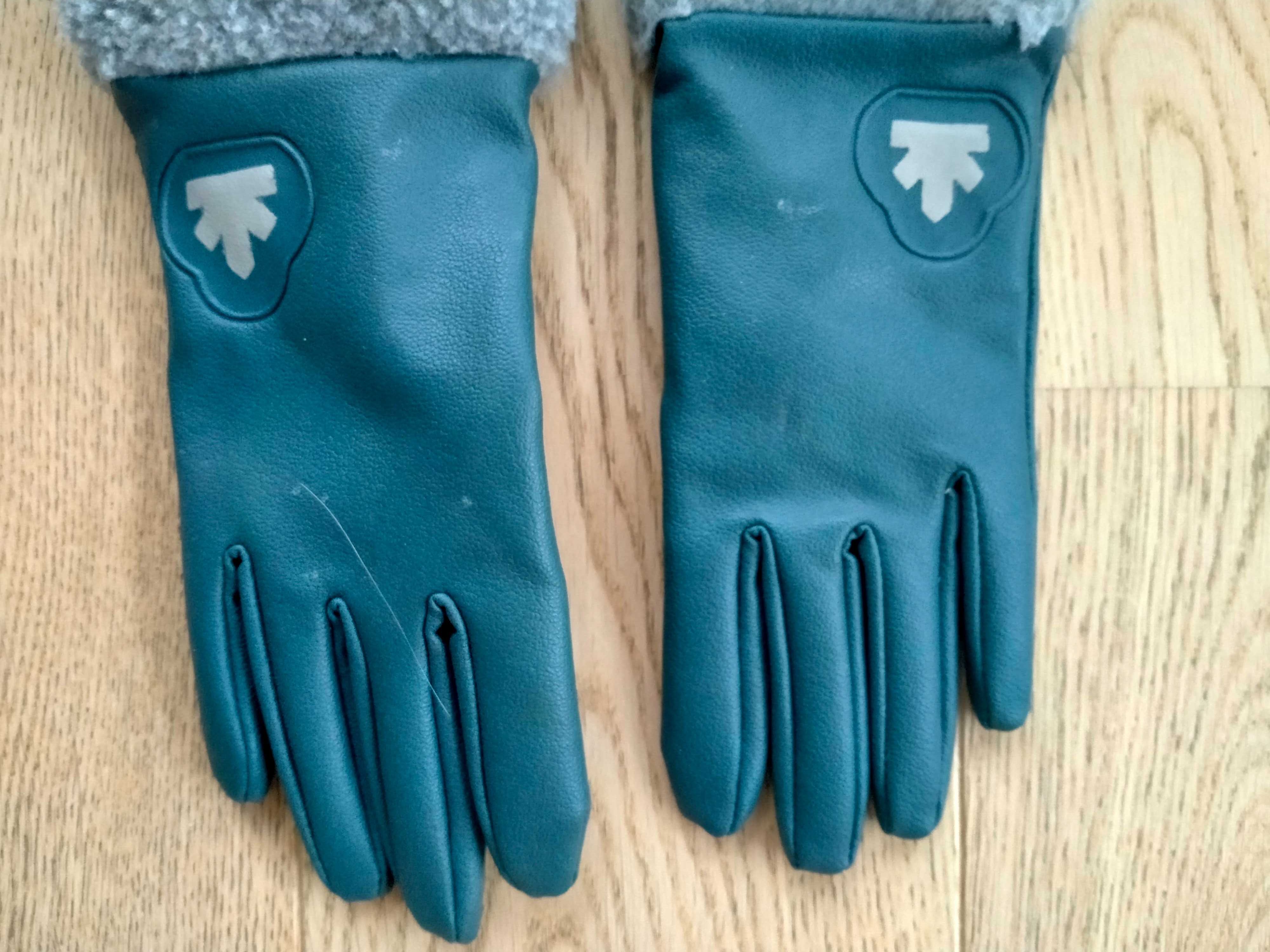 Nowe rękawiczki skórzane z futerkiem