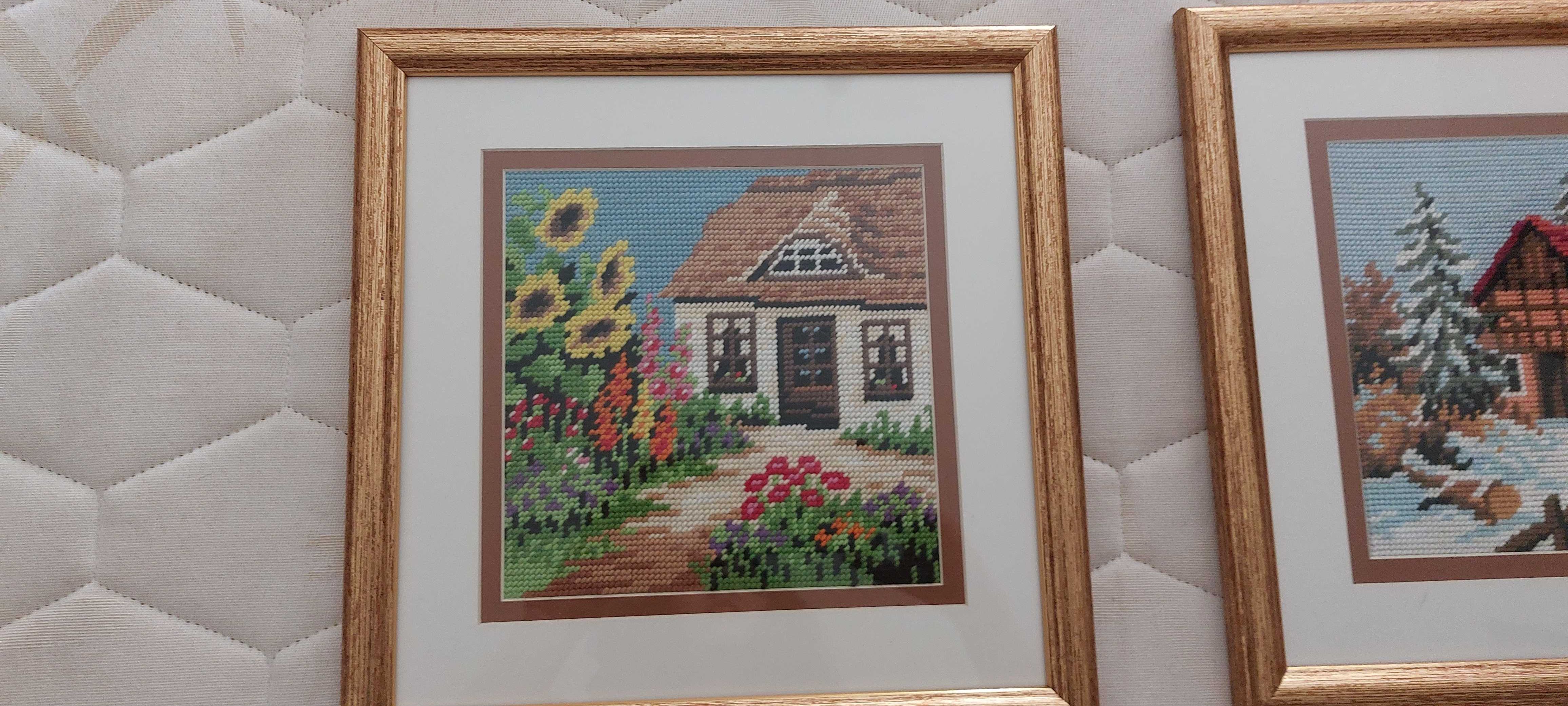 Conjunto quadros bordados à mão