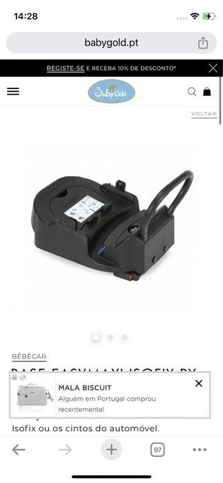 Carrinho V Pack+babycoque reclinavel + base isofix