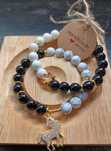 Bransoletki 2w1 z kamienia naturalnego Handmade czarno biała