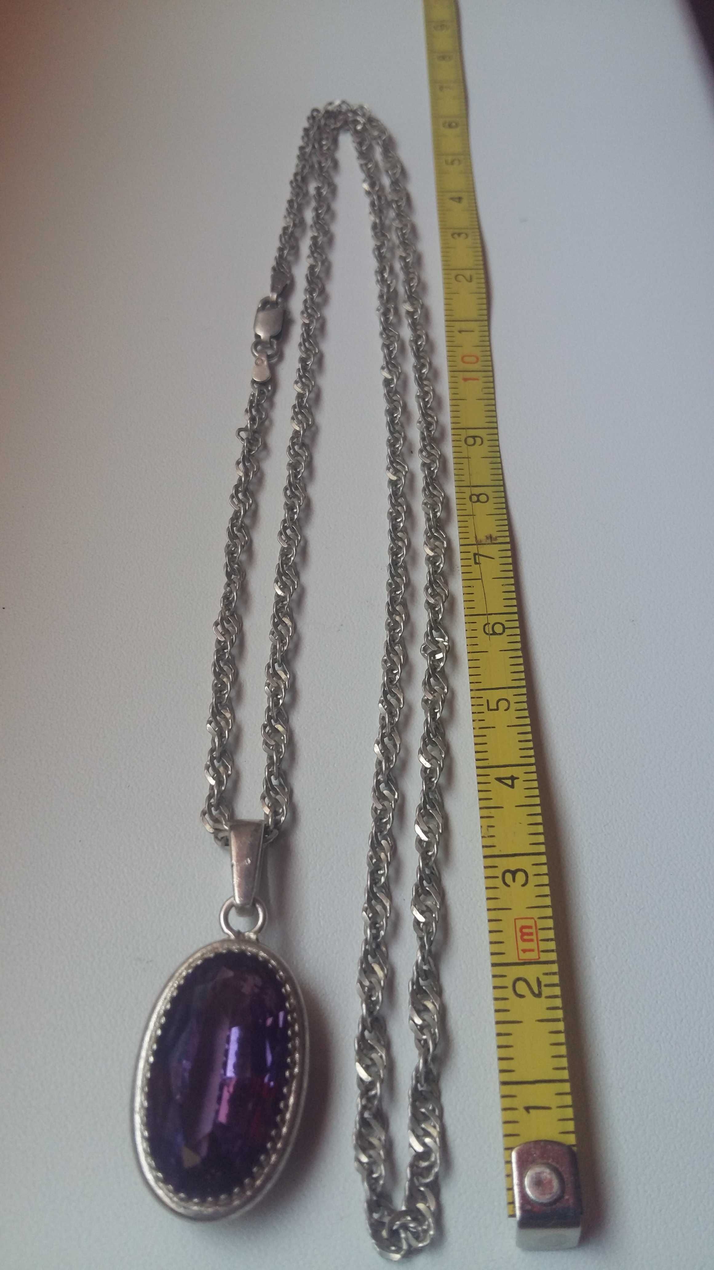 Łańcuszek 60 cm z wisiorkiem srebro 925 .